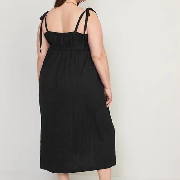 Old Navy Tie-Shoulder Dobby Midi Babydoll Swing Dress for Women New - Picture 2 of 7